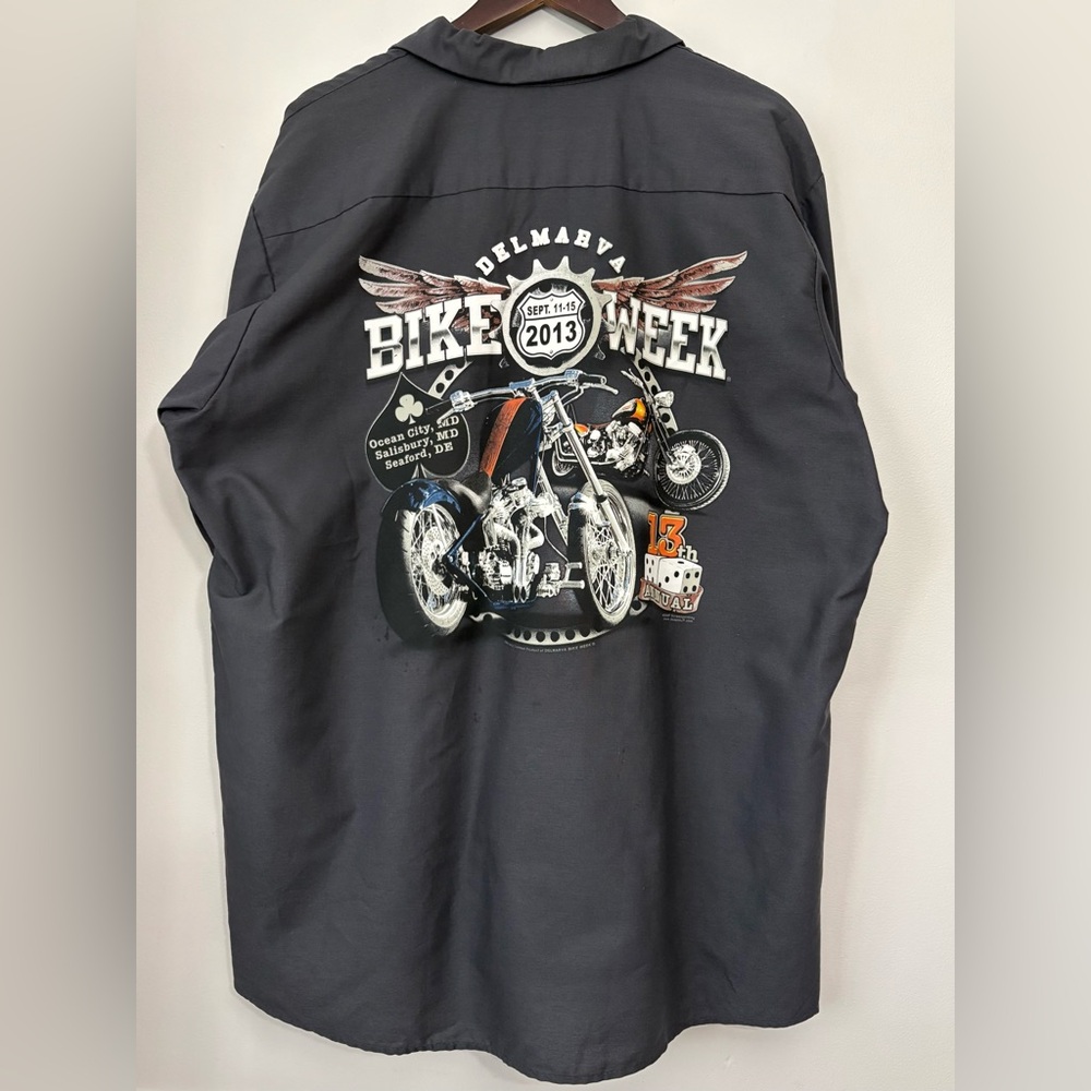 Red Kap Delmarva Bike Week Shirt Size XXL Mechanic Motorcycle Biker 2013
